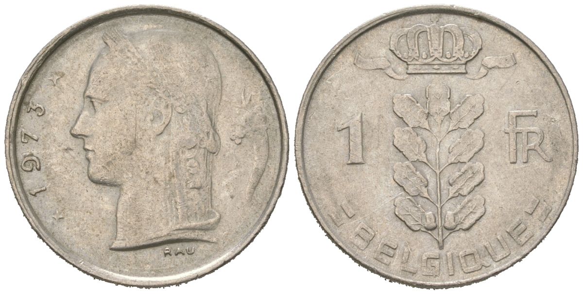 Бельгия 1 франк 1973 Belgique, Бодуэн I (1951-1993) KM 142 медно-никель 4617-1132