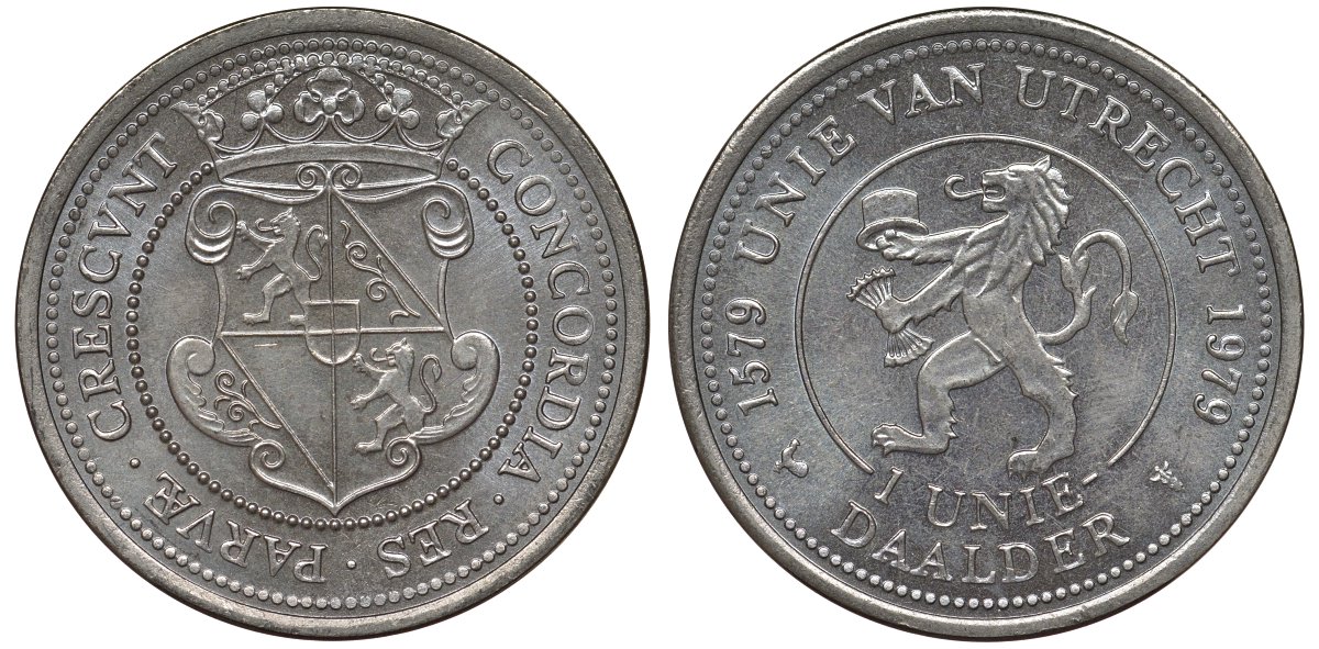 Нидерланды 1 даалдер 1979 400 лет Утрехтскому союзу медно-никель UNC 4122-117