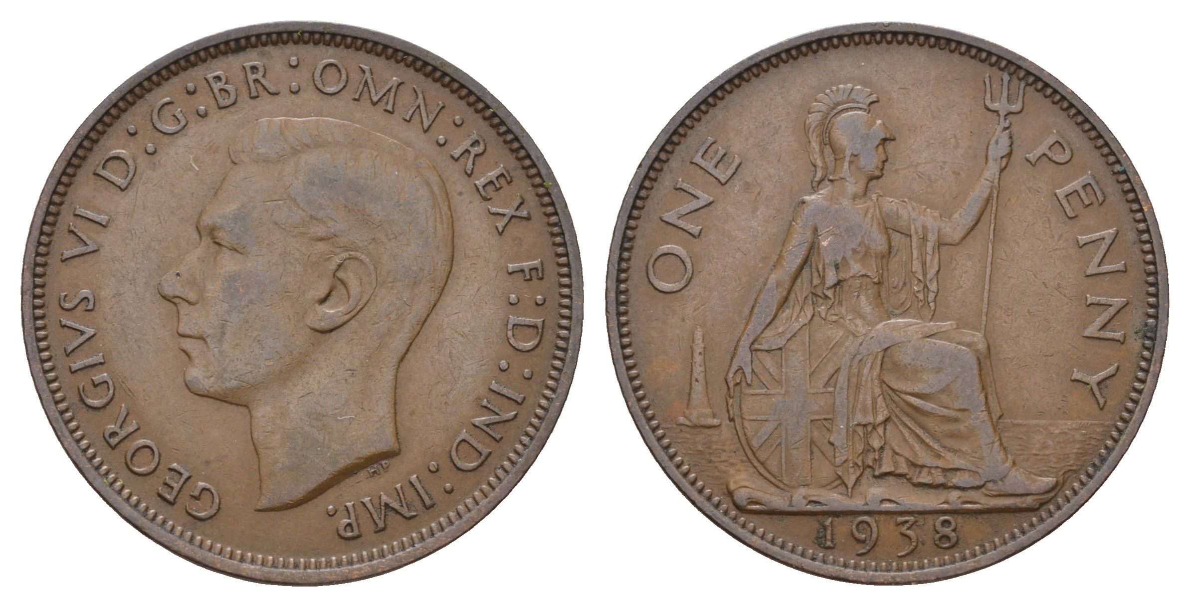 Великобритания 1 пенни 1938 Георг VI (1936-1952) КМ 845, Spink 4114 бронза 4120-936