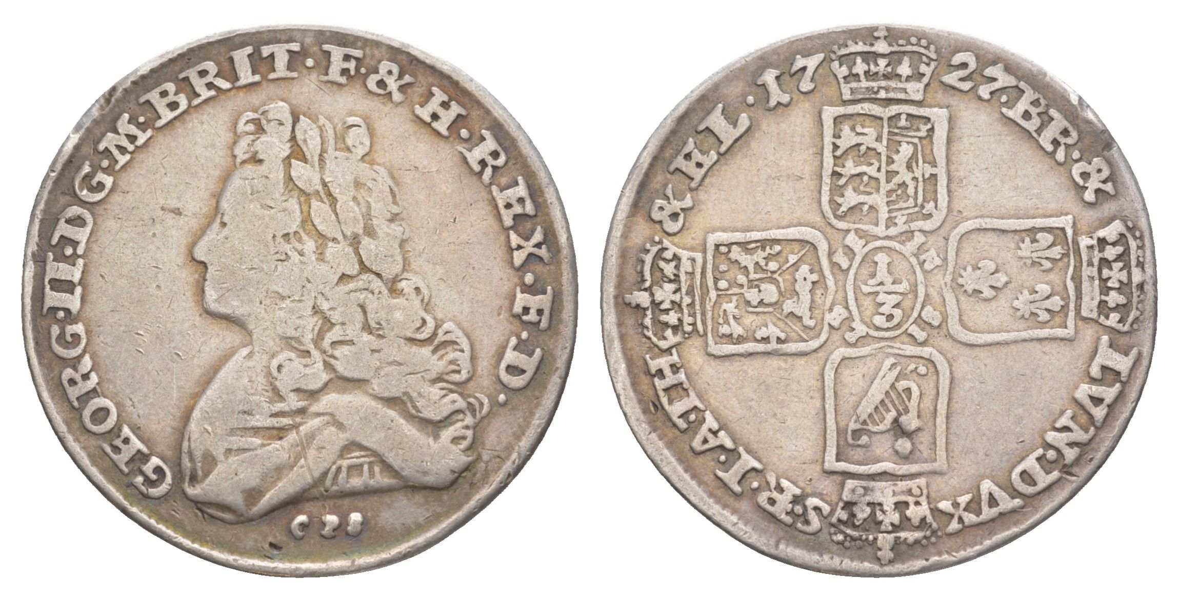 Брауншвейг-Каленберг-Ганновер 1/3 талера 1727 CPS, Георг II (1727-1760), из коллекции Ричарда Б. Смита Smith 145, Welter 2593, KM 182 серебро 1525-933