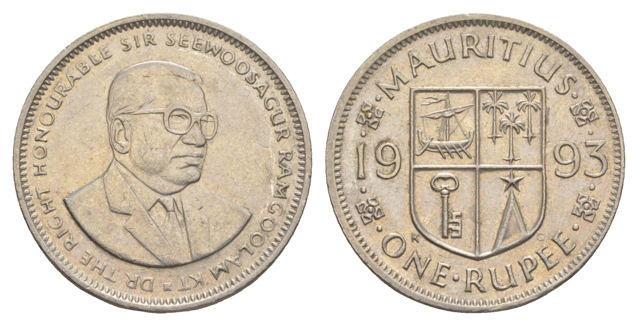 Маврикий 1 рупия 1993 Сивусагур Рамгулам KM 55 медно-никель 4638-1051