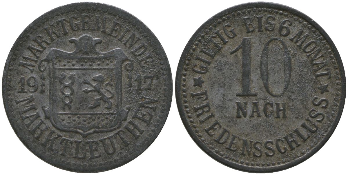 Марктлютен (Бавария) 10 пфенингов 1917 Funck 322.5, Men18 20502.5 цинк 4136-544