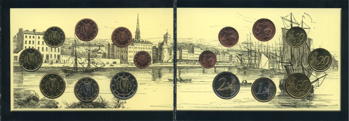 Ирландия евронабор из 8 монет 2004 официальный набор в оригинальном картонном буклете KM MS13 UNC 5-6-2-29
