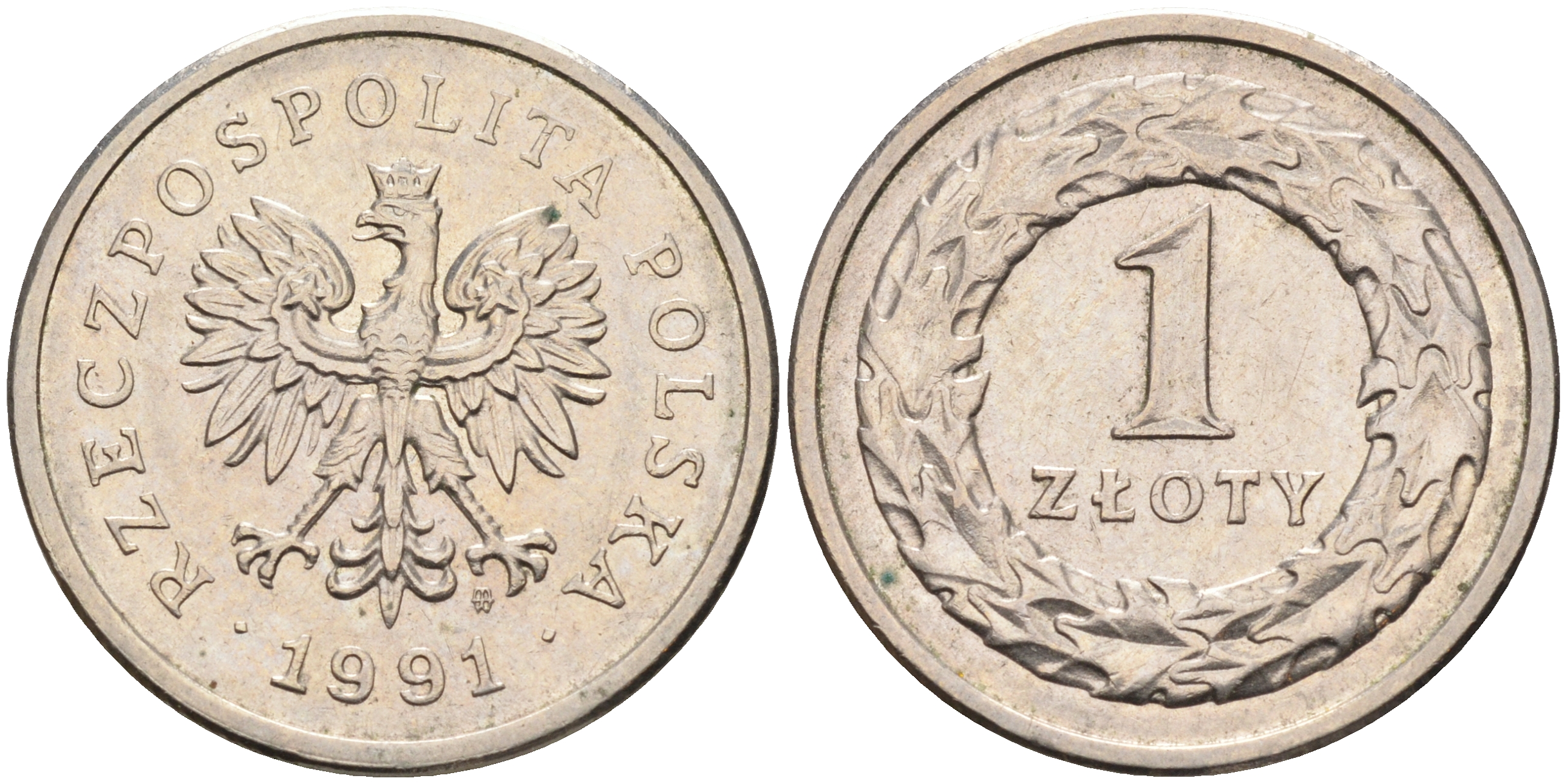 ПОЛЬША 1 ЗЛОТЫЙ 1991 MW KM 282 медно-никель 4592-441