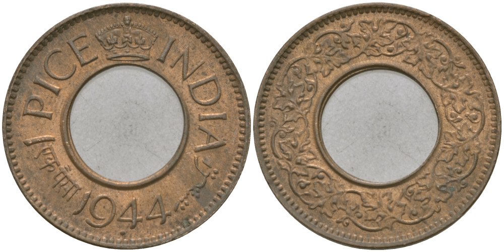 Британская Индия 1 пайс 1944 Георг VI (1936-1952) KM 533 бронза 33-1044