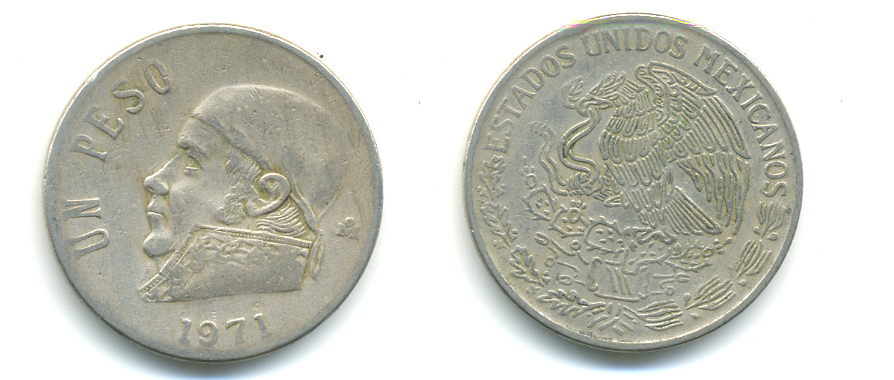 Мексика 1 песо 1971 Хосе Мария Морелос KM 460 медно-никель 86-1515