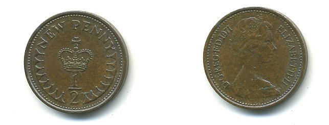 Великобритания 1/2 пенни 1971 Елизавета II (1952-2022) KM 914, Spink 4239 бронза 61-1141