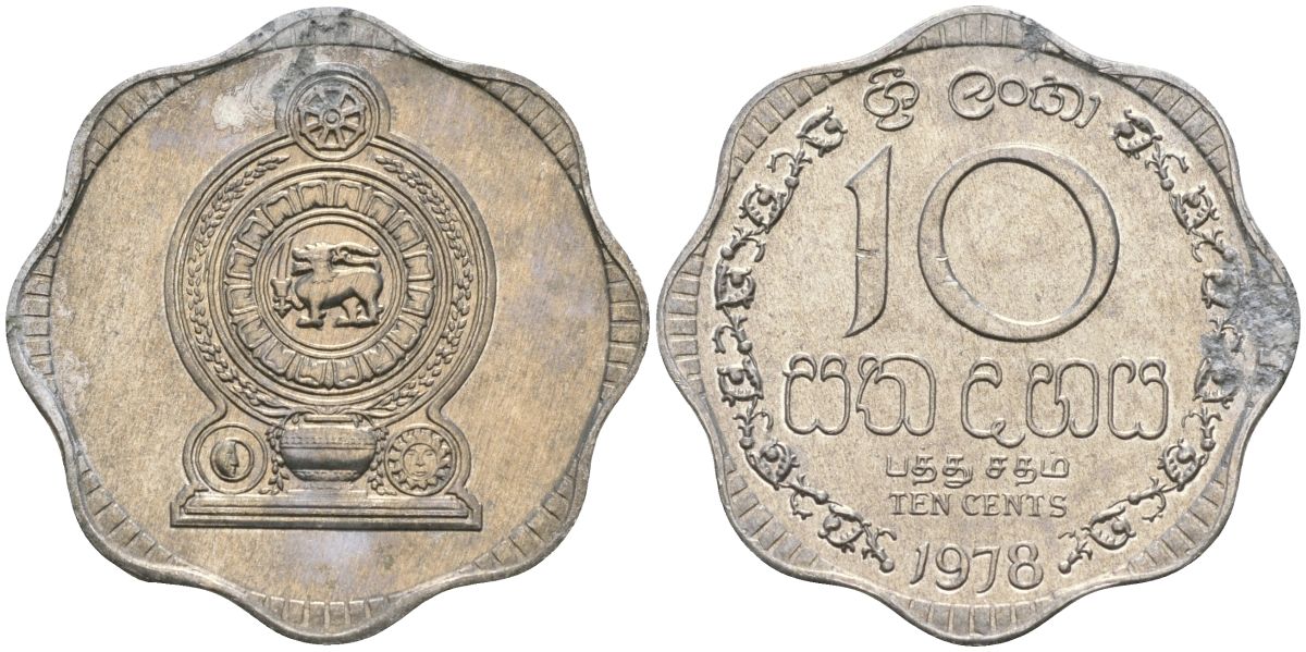 Шри-Ланка 10 центов 1978 KM 140a алюминий 4135-1235