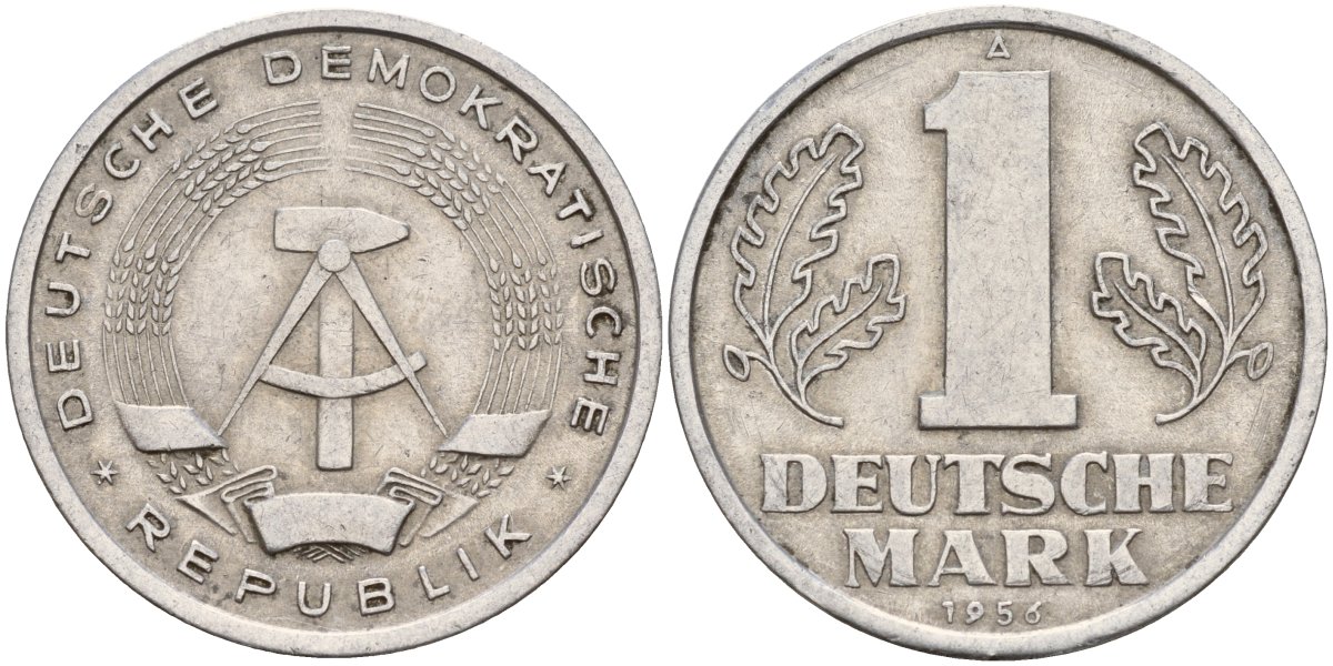 ГДР 1 марка 1956 A KM 13 алюминий 175-625