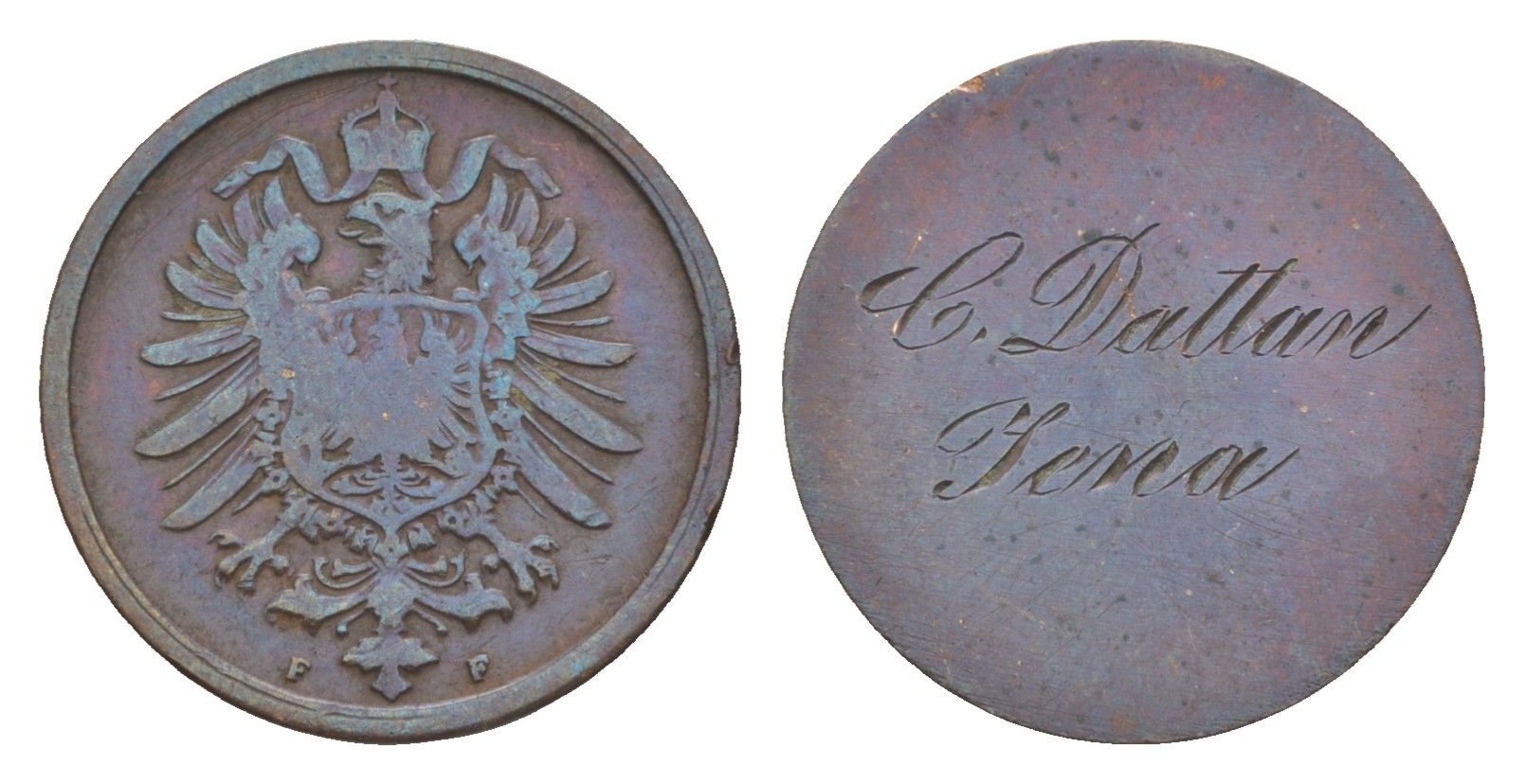 Германия жетон на 2 пфеннига ND (1873-1877) KM 2 медь 4636-1029