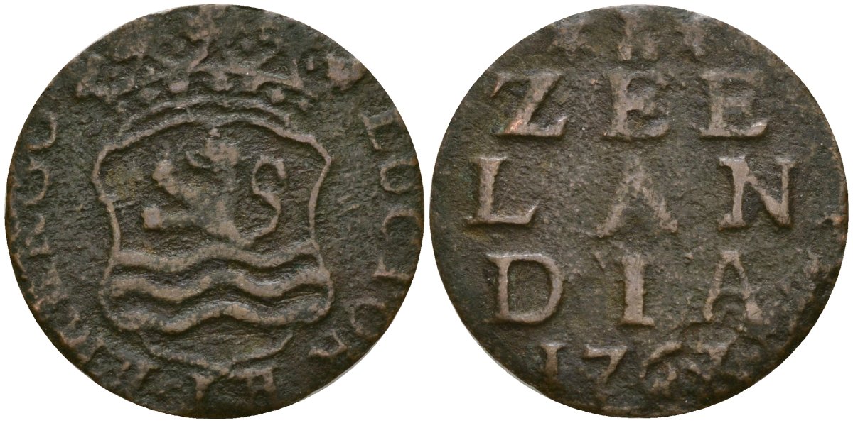 Нидерланды, Зеландия 1 дуит 1766 KM 81 медь 4132-153