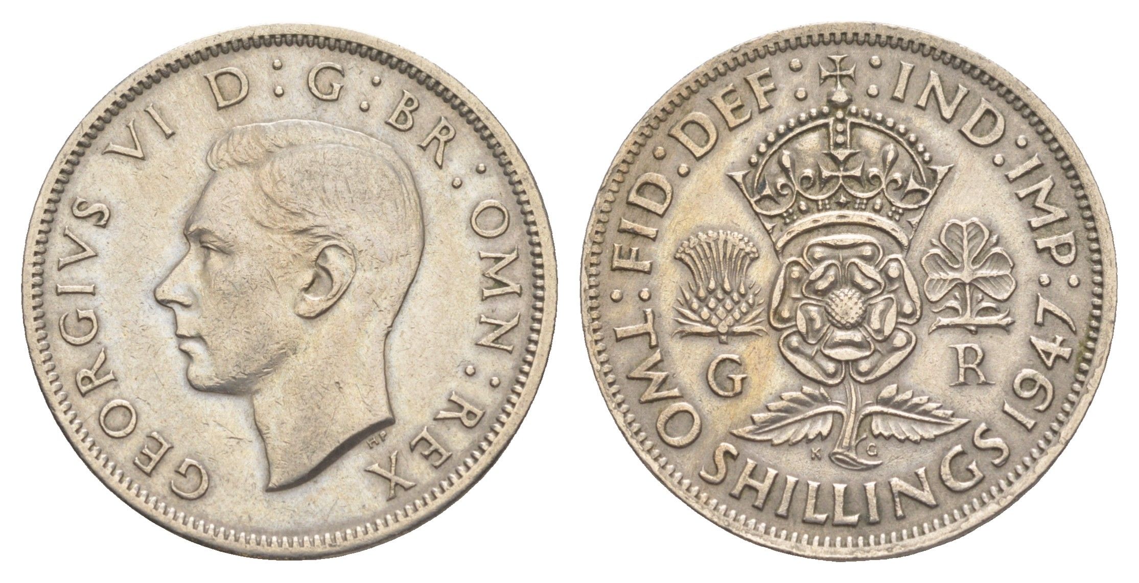 Великобритания 2 шиллинга (флорин) 1947 Георг VI (1936-1952) KM 865, Spink 4102 медно-никель 4638-445