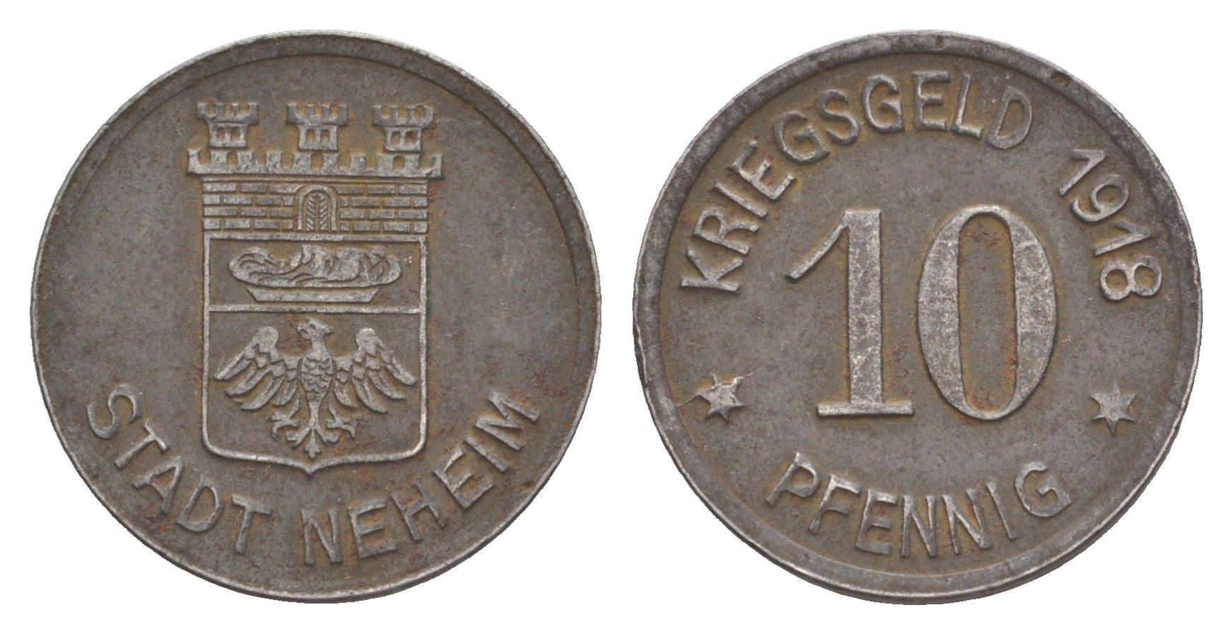 Нехайм 10 пфеннигов 1918 Funck 358.3, Men05 18302.5, Men18 22888.5 железо 4636-852