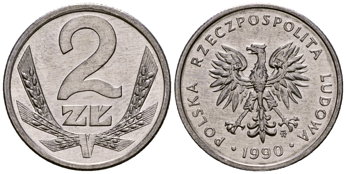 Польша 2 злотых 1990 Y 80.3 алюминий 4164-969