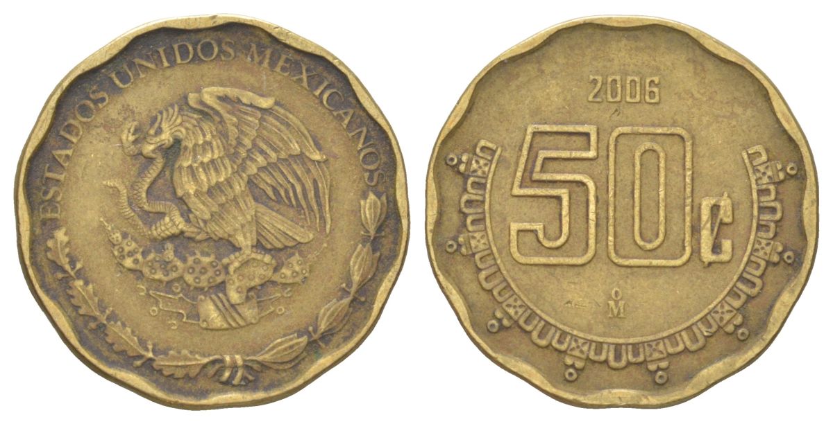 Мексика 50 сентаво 2006 KM 549 алюминиевая бронза 4627-1016