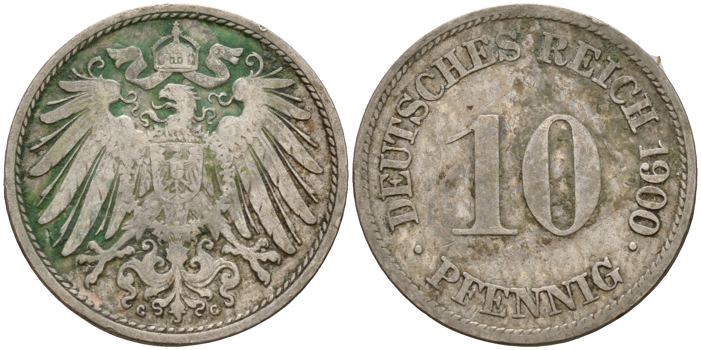 Германия 10 пфеннигов 1900 G J. 13,  KM 12 медно-никель    4603-612