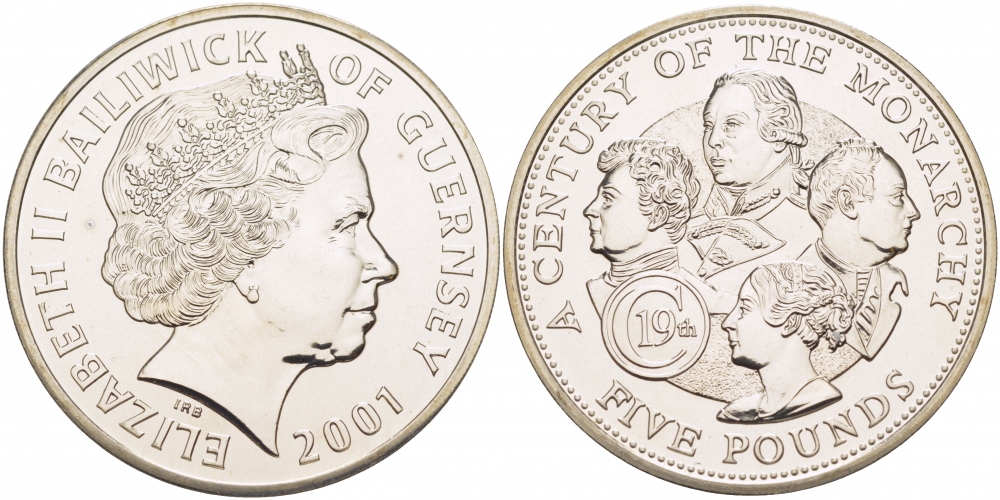 Гернси 5 фунтов 2001 монархи Великобритании, XIX век KM 114 медно-никель UNC 11-154-45