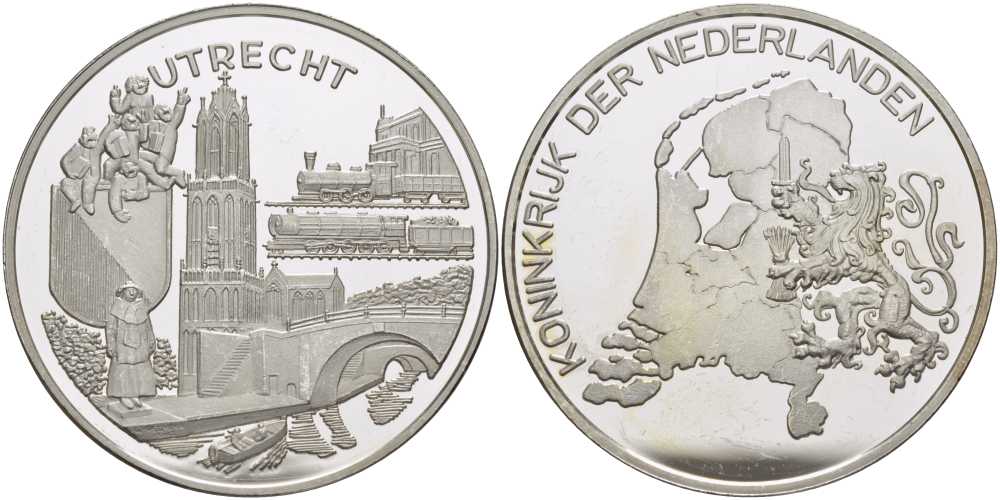 НИДЕРЛАНДЫ МЕДАЛЬ ND СЕРИЯ ГОРОДА НИДЕРЛАНДОВ, УТРЕХТ, ДИАМЕТР 38 ММ., ВЕС 24,9 ГР. серебро PROOF 1076-8-42
