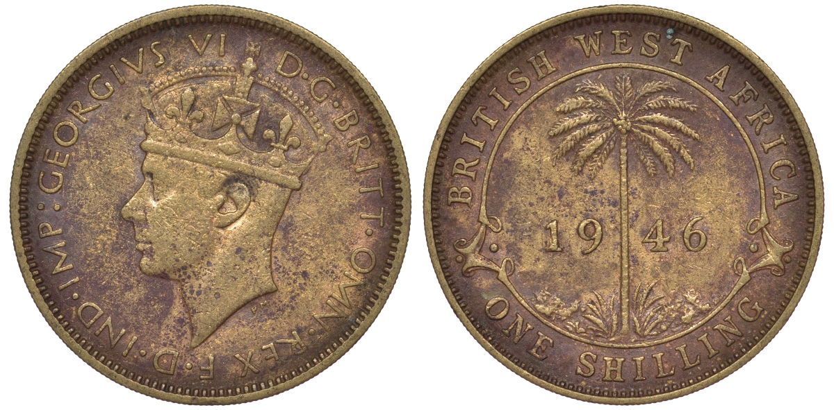 Британская Западная Африка 1 шиллинг 1946 Георг VI KM 23 никель латунь 25-1524