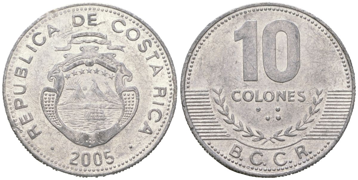 Коста-Рика 10 колонов 2005 KM 228b алюминий 4619-523