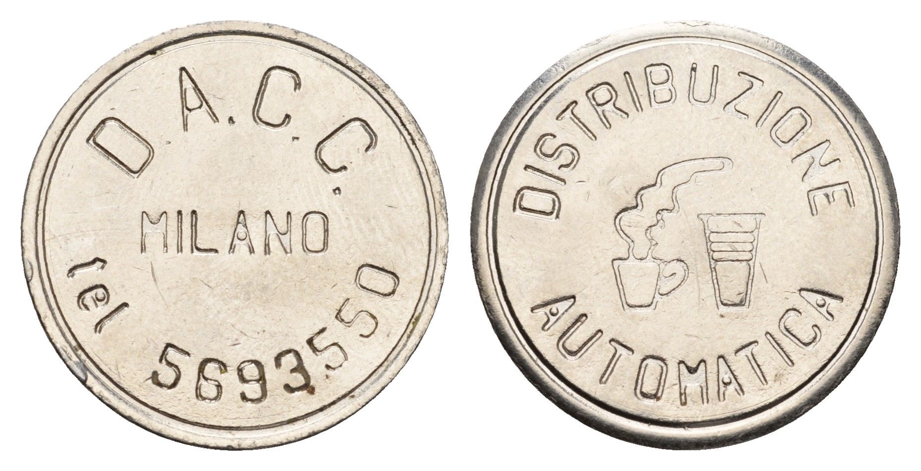 Италия жетон для выдачи напитков - кофе диаметр 24 мм, вес 6 гр нержавеющая сталь 4670-956