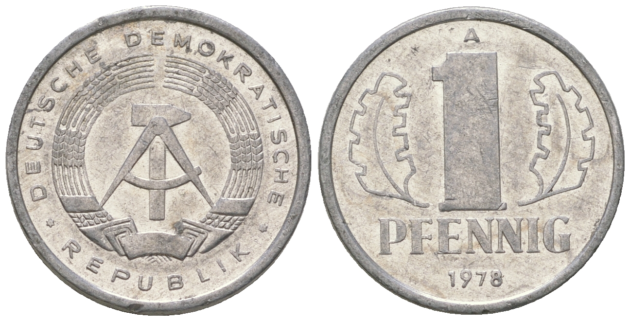 ГДР 1 пфенниг 1978 А KM 8.2 алюминий 4623-343