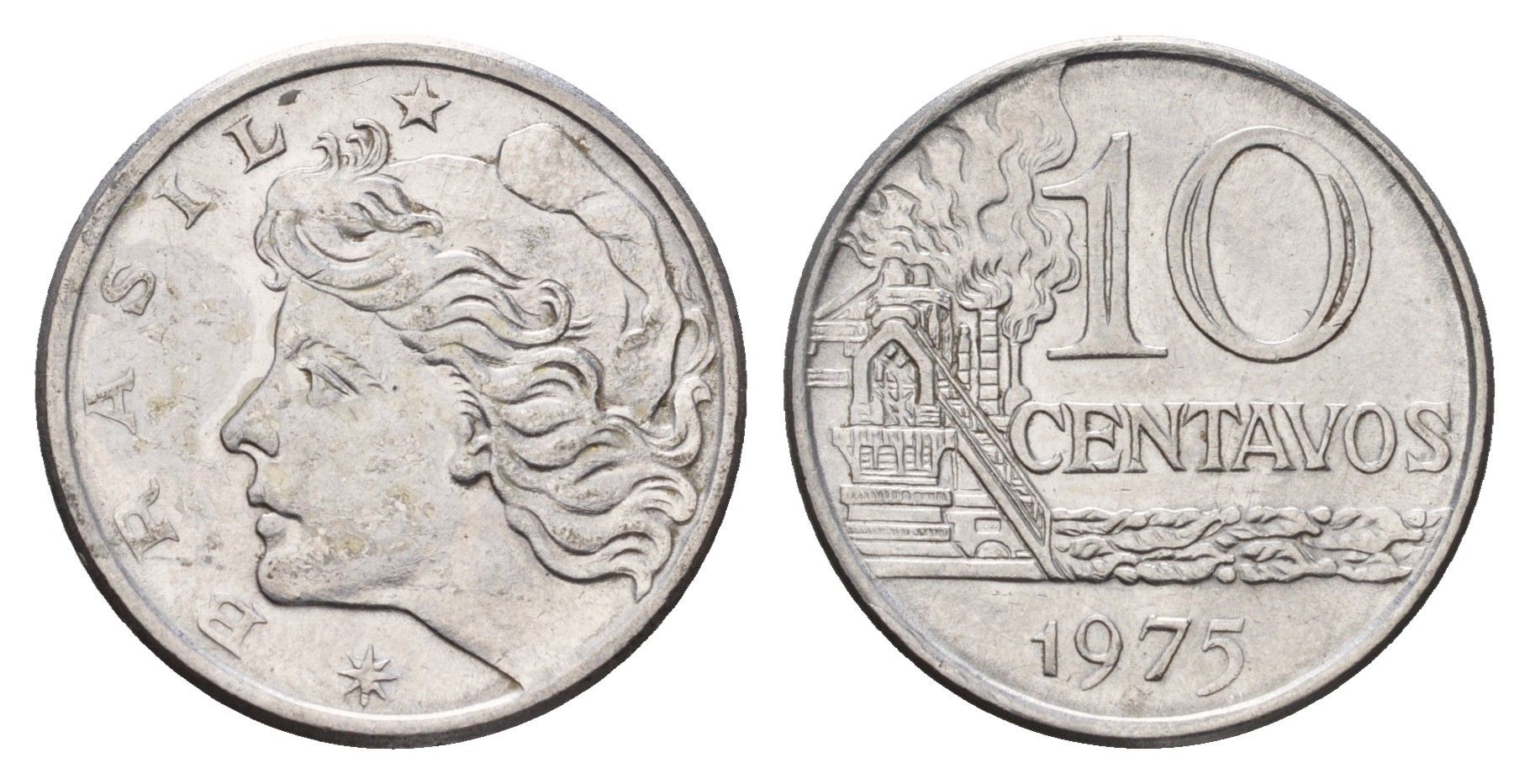 Бразилия 10 сентаво 1975 KM 578.1a нержавеющая сталь UNC 4686-646