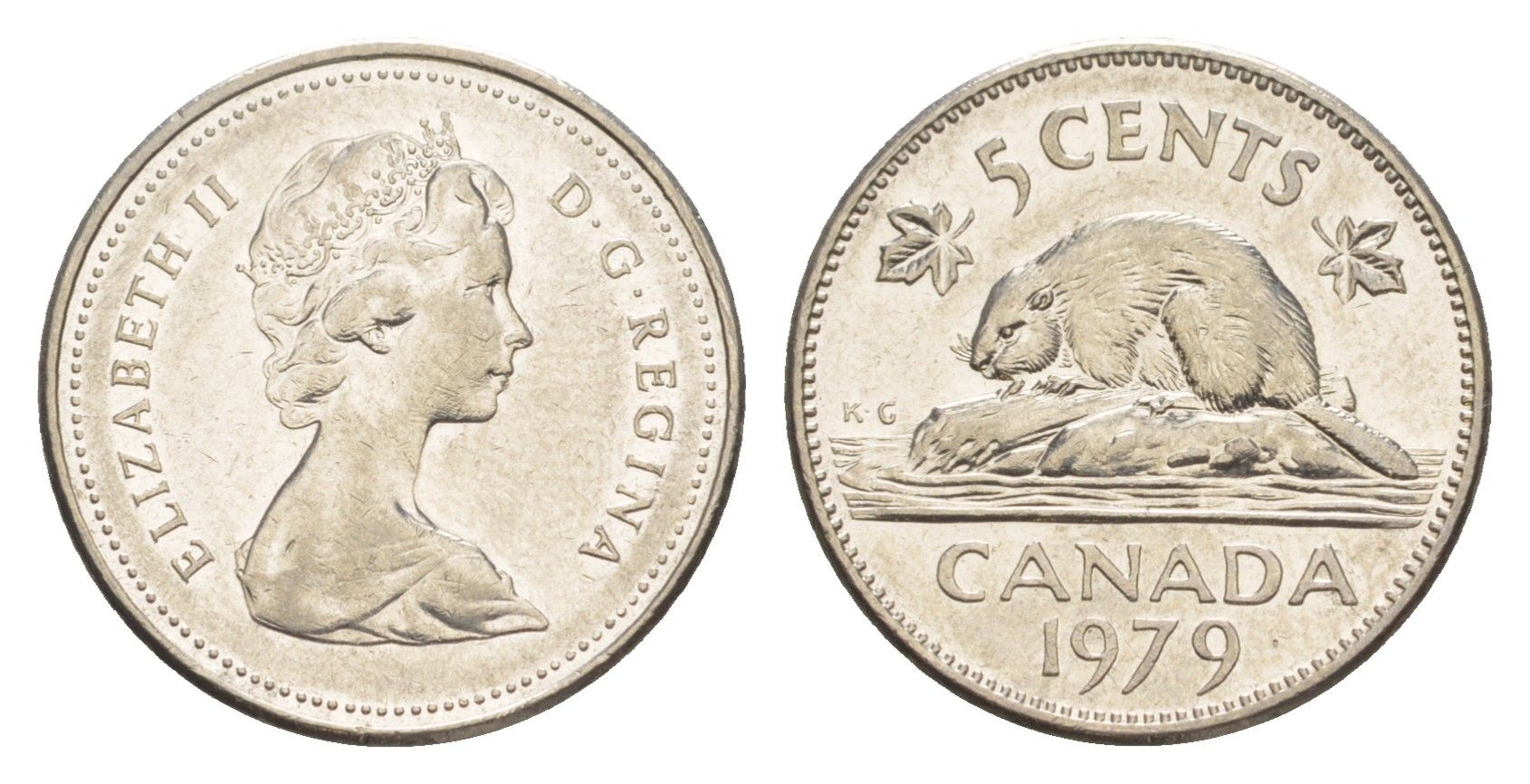 Канада 5 центов 1979 Елизавета II (1952-2022), бобр KM 60.2 никель 4636-615