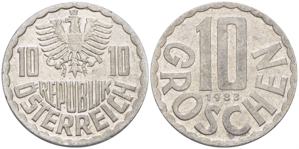АВСТРИЯ 10 ГРОШЕЙ 1983 KM 2878 алюминий 3309-963