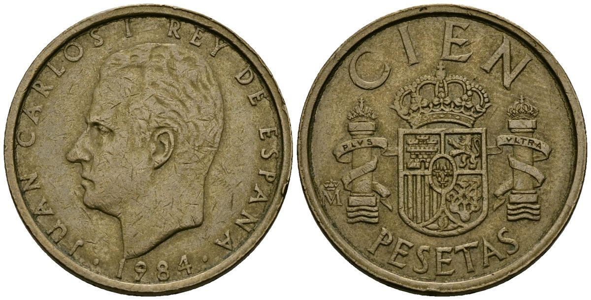 Испания 100 песет 1984 Хуан Карлос I (1975-2014) KM 826 алюминиевая бронза 4586-215