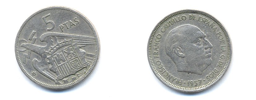 ИСПАНИЯ 5 ПЕСЕТ 1962 KM 786 медно-никель 54-1342