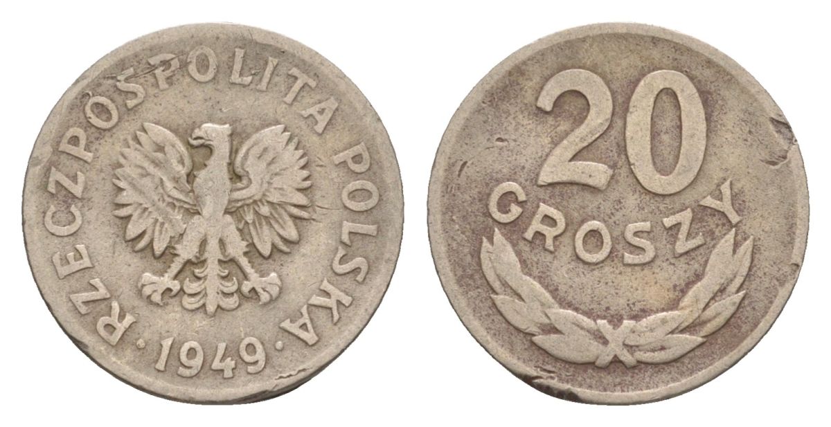 Польша 20 грошей 1949 Y 43 медно-никель 4625-1021