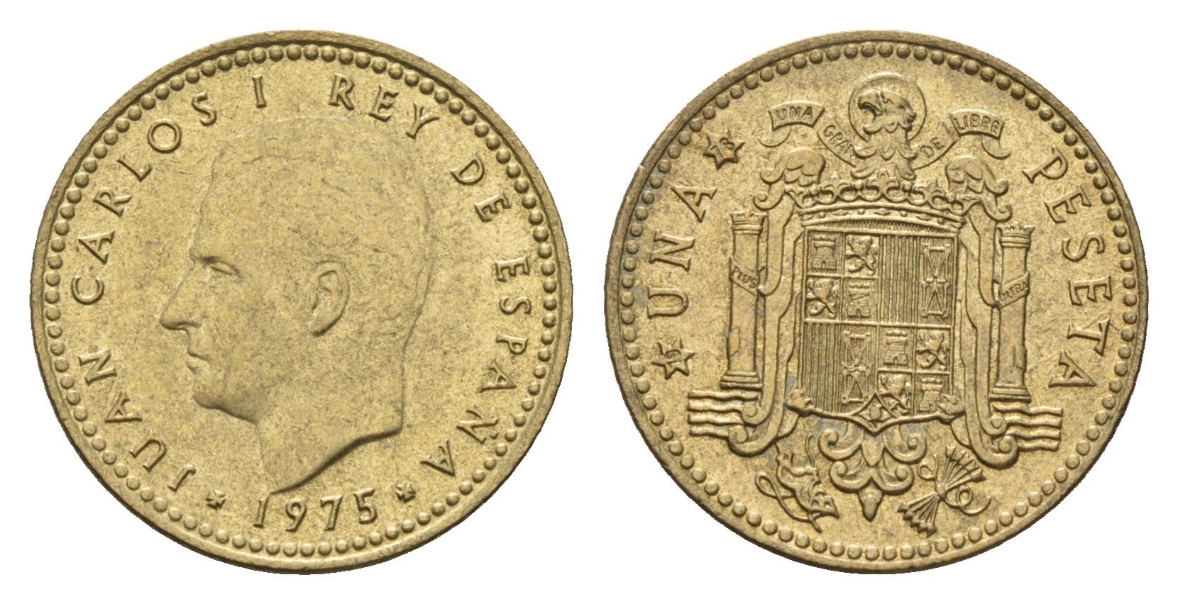 Испания 1 песета 1975 (78) Хуан Карлос I (1975-2014) KM 806 алюминиевая бронза 4627-358