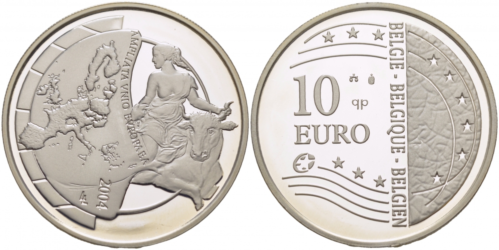 Бельгия 10 евро 2004 Расширение Европейского Союза KM 234 серебро PROOF 01-161-32