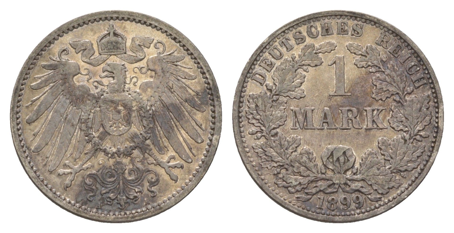 Германия 1 марка 1899 A, Вильгельм II (1888-1918) KM 14, J. 17 серебро 4626-141