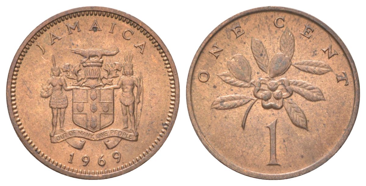 Ямайка 1 цент 1969 KM 45 бронза UNC 4617-812