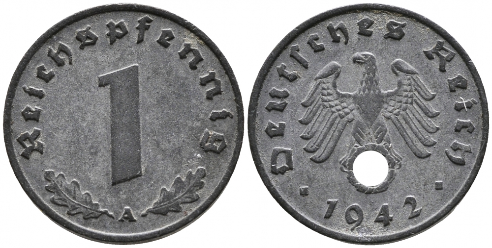 ГЕРМАНИЯ 1 РЕЙХСПФЕННИГ 1941 A KM 97, J 369 цинк 4528-262