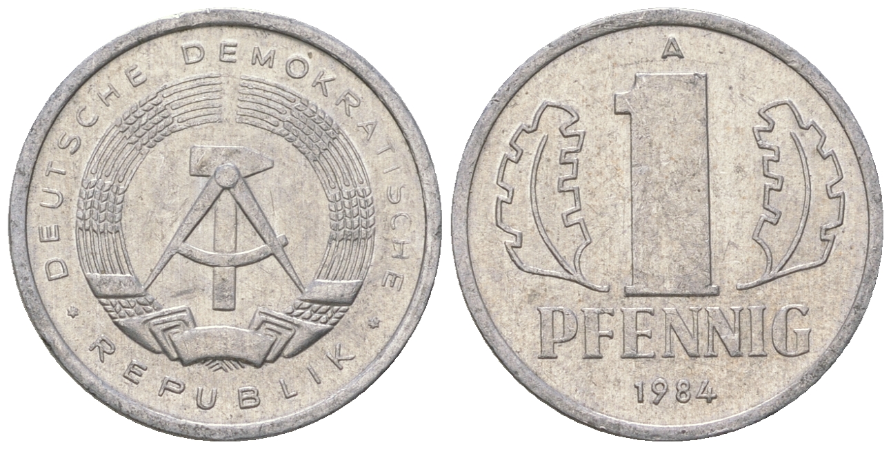 ГДР 1 пфенниг 1984 А KM 8.2 алюминий 4651-113