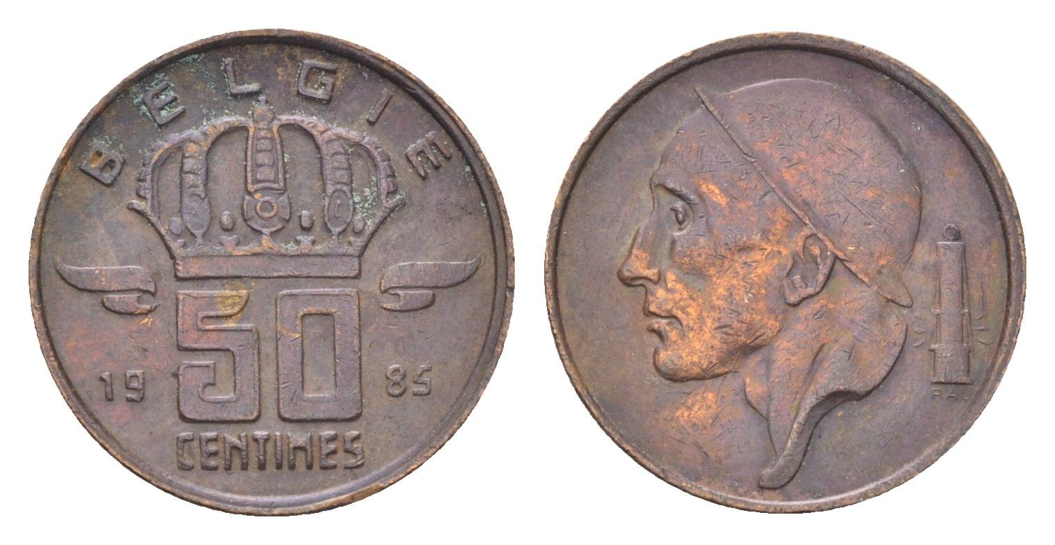 Бельгия 50 сантимов 1985 Belgie, Бодуэн I (1951-1993) KM 149 бронза 4705-269
