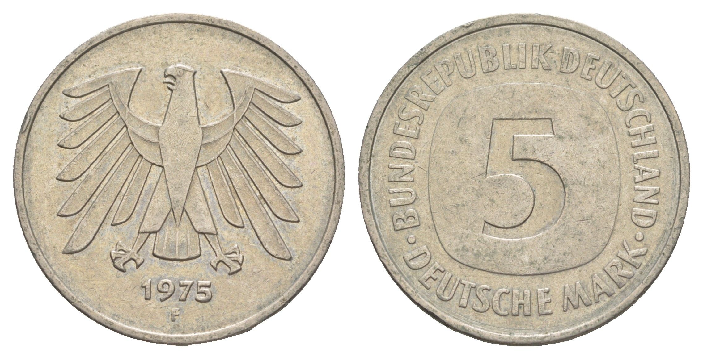 ФРГ 5 марок 1975 F KM 140.1 медно-никель 4156-133