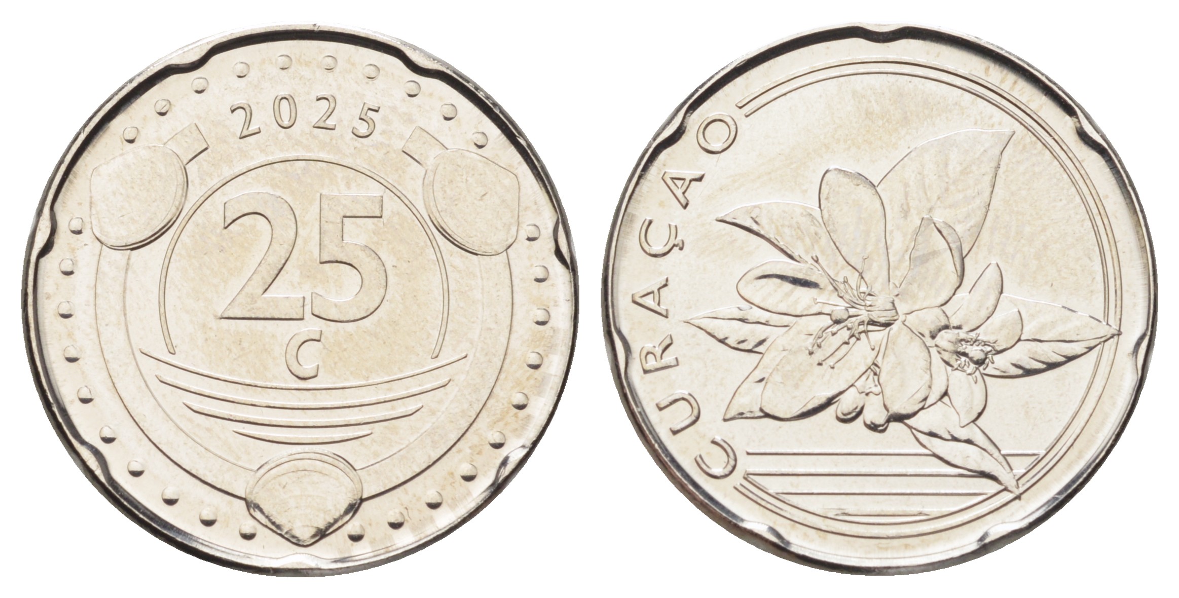 Кюрасао 25 центов 2025 король Виллем-Александр (2013- ) KM NEW никелированная сталь  UNC  M74-13