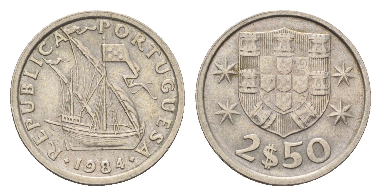 Португалия 2,5 эскудо 1984 парусник KM 590 медно-никель 4685-1126