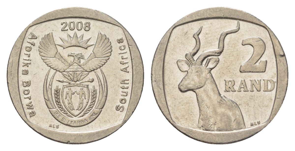 ЮАР 2 ранда 2008 KM 445 медь плакированная никелем 4628-214