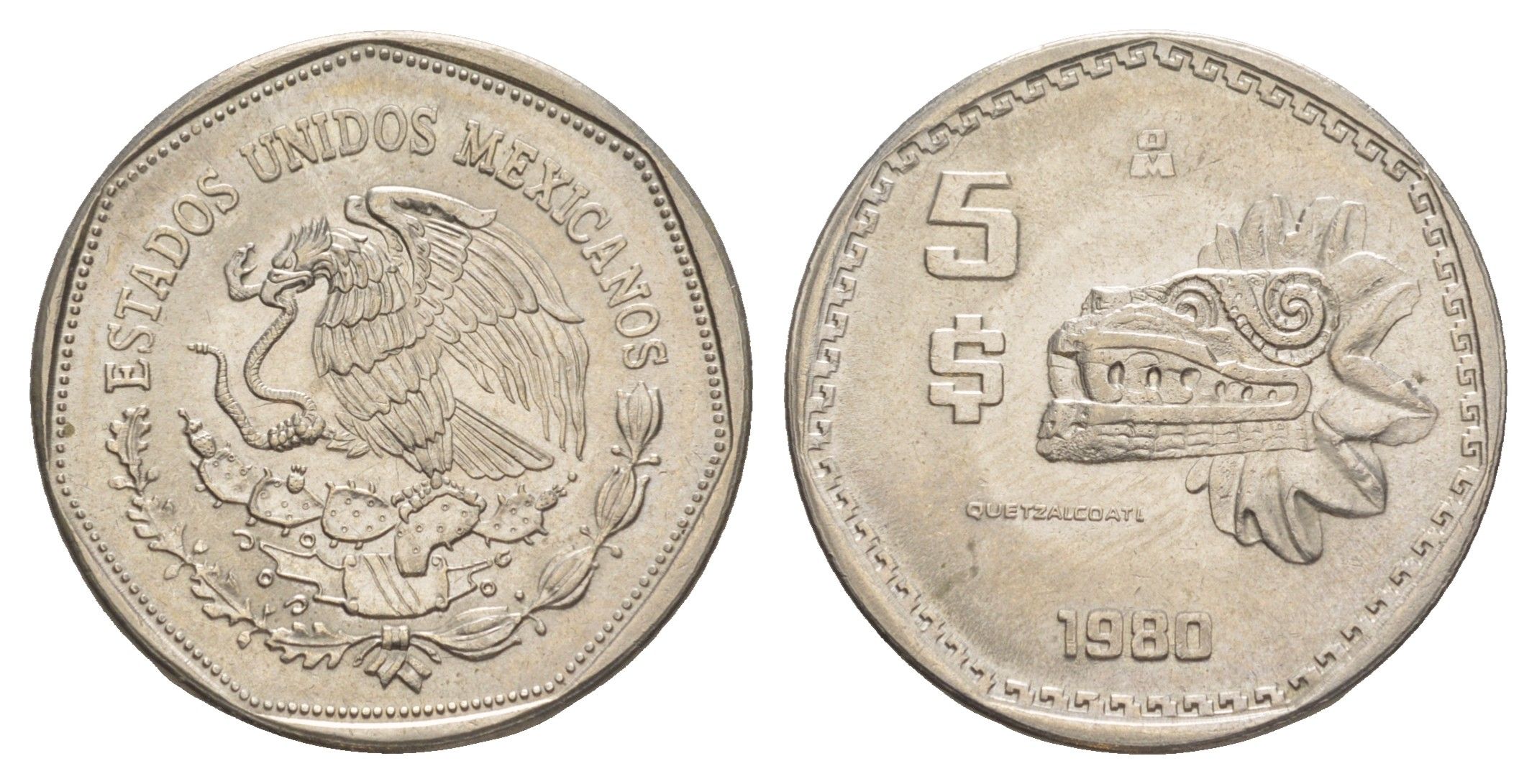 Мексика 5 песо 1980 Mo KM 485 медно-никель UNC 4637-642