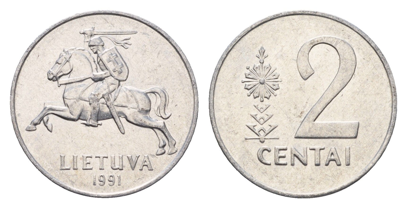 Литва 2 цента (сента) 1991 год-тип KM 86 алюминий aUNC 4689-1038