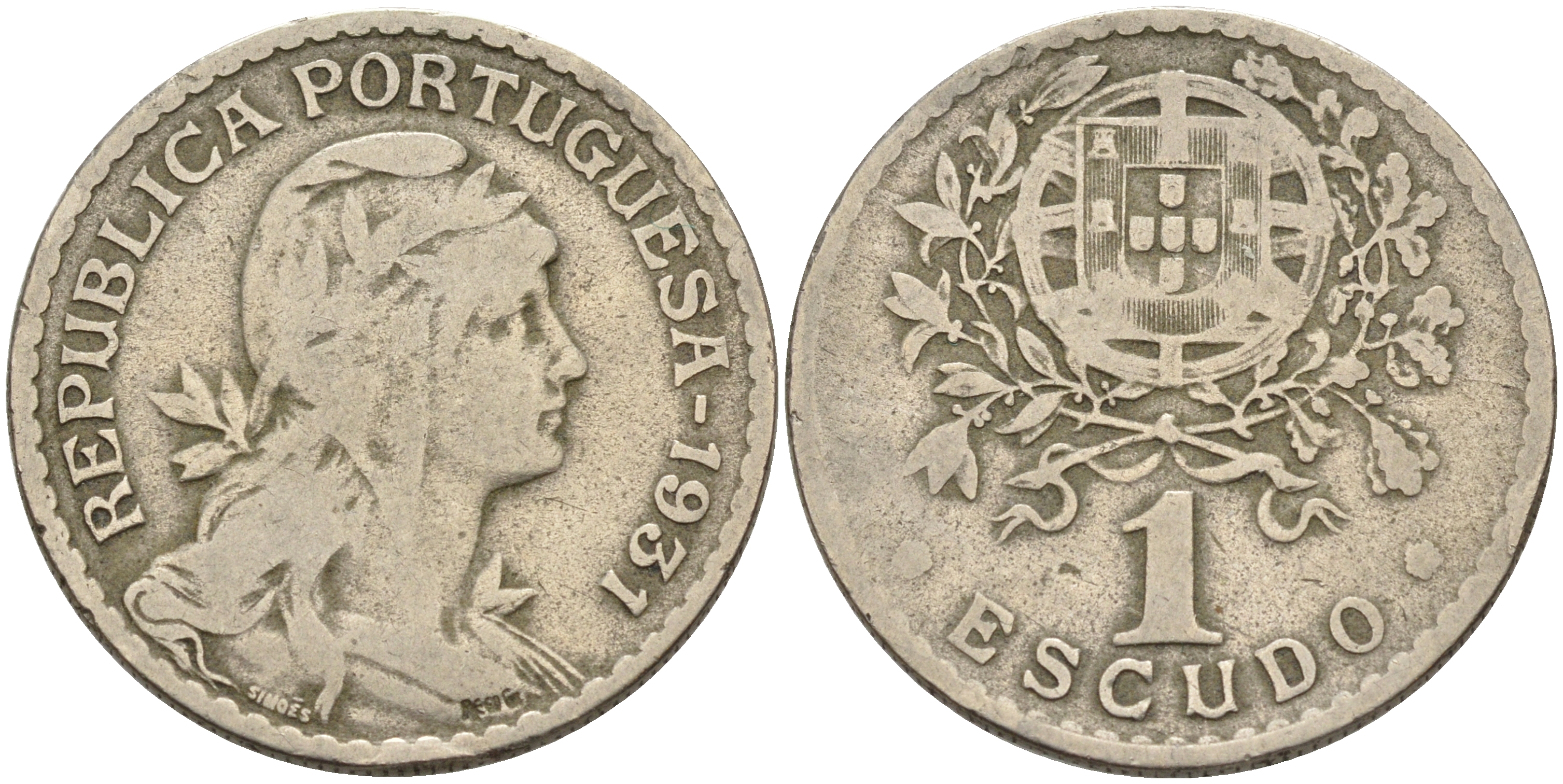 ПОРТУГАЛИЯ 1 ЭСКУДО 1931 KM 578 медно-никель 4563-1022
