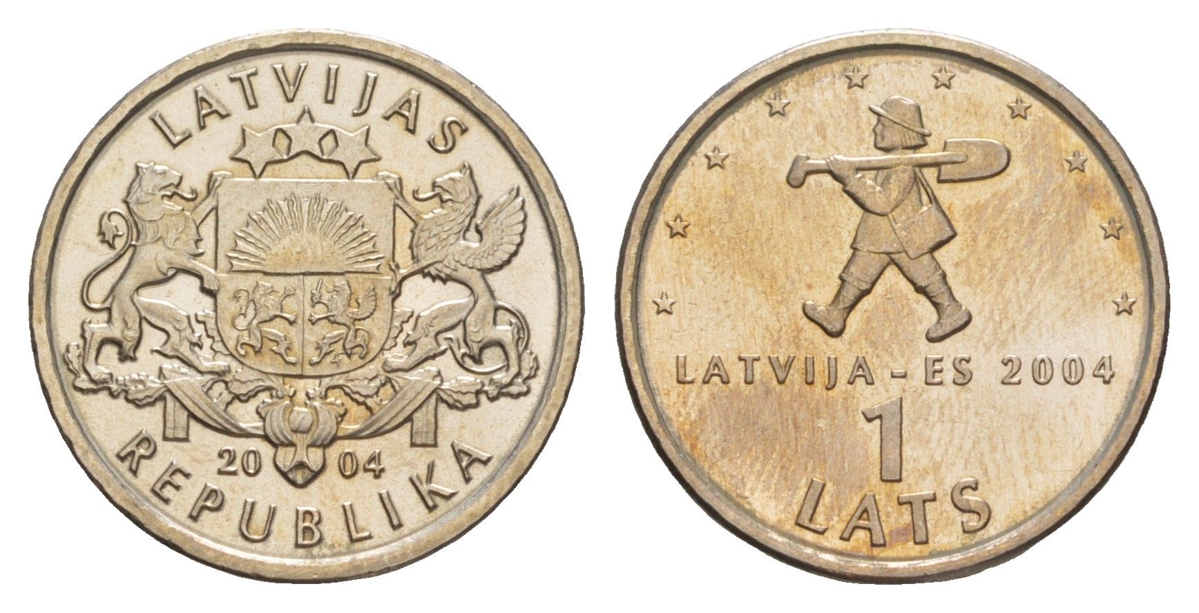 Латвия 1 лат 2004 Мальчик с пальчик KM 61 медно-никель UNC 4644-958