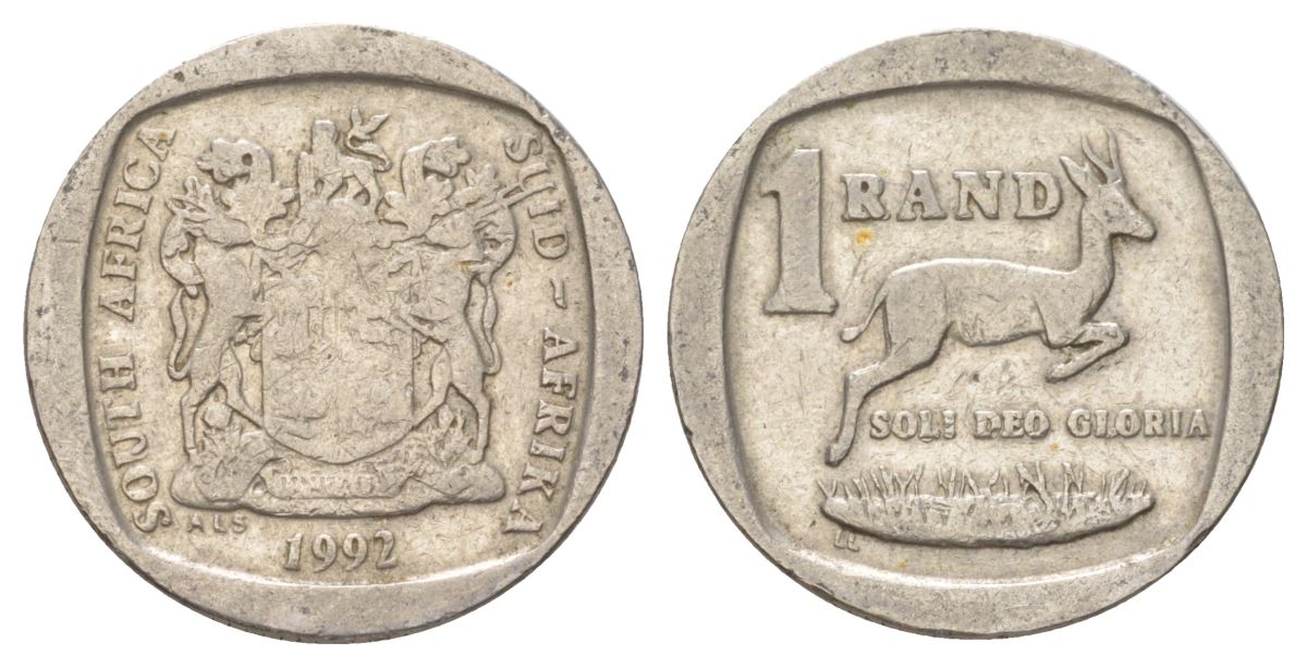 ЮАР 1 ранд 1992 KM 138 медь плакированная никелем 4627-241