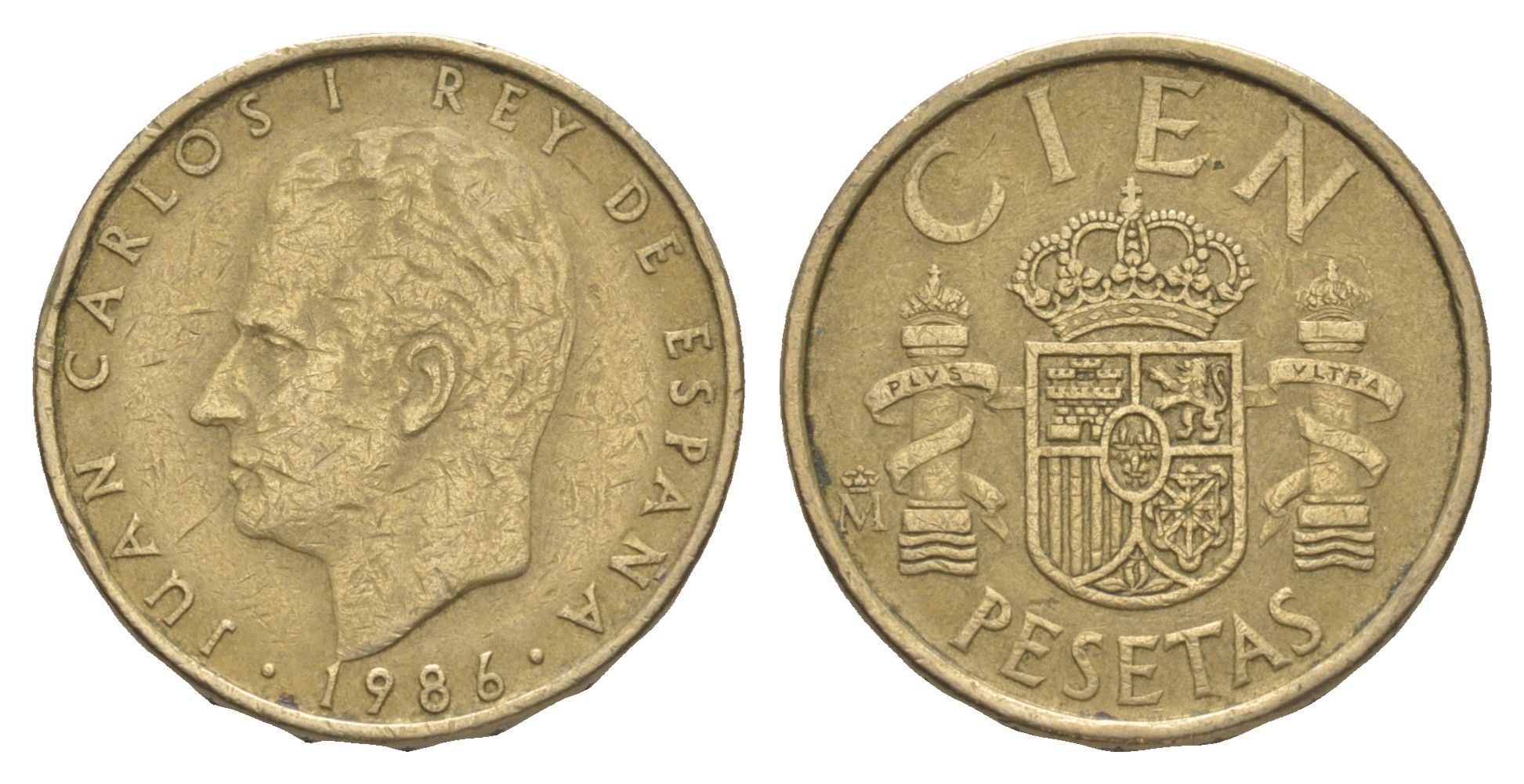 Испания 100 песет 1986 M, Хуан Карлос I (1975-2014) KM 826 алюминиевая бронза 4622-216