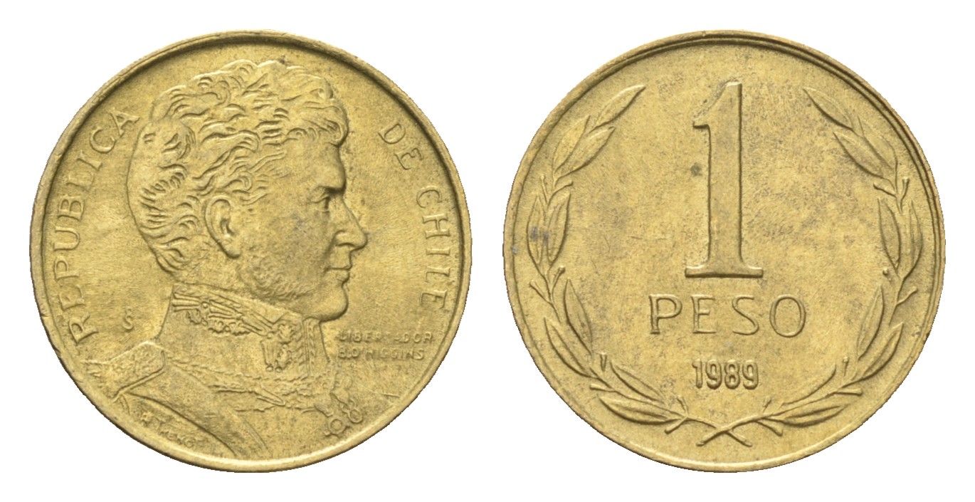 Чили 1 песо 1989 KM 216 алюминиевая бронза aUNC 4664-623